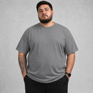 Camiseta Básica Plus Size 100% Algodão - Cinza