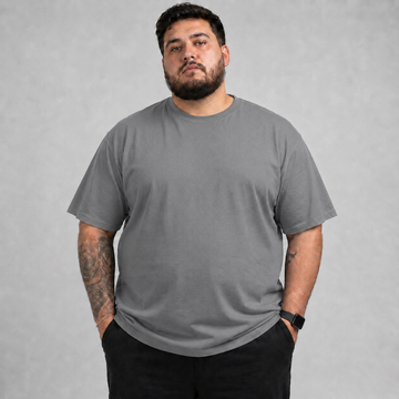 Camiseta Básica Plus Size 100% Algodão - Cinza