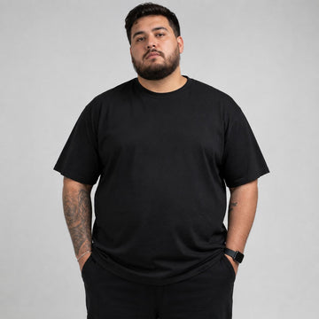 Camiseta Básica Plus Size 100% Algodão - Preto