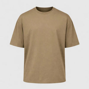 Camiseta Oversized Tecido Suedine - Caqui